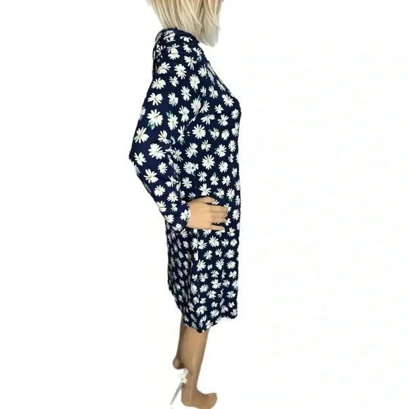 Old Navy Ponte Knit Shift Dress Long Sleeve Navy Daisies Size Small - Picture 6 of 8